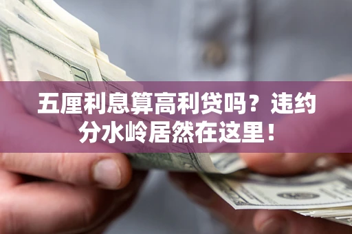 武汉五厘利息算高利贷吗？违约分水岭居然在这里！