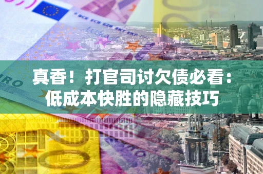 武汉真香！打官司讨欠债必看：低成本快胜的隐藏技巧